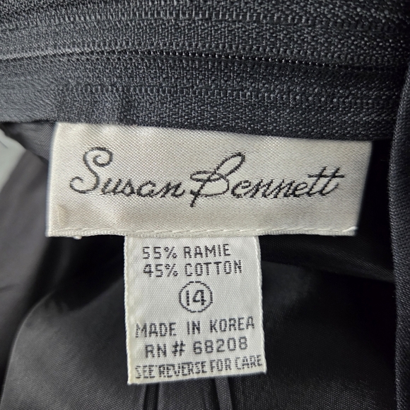 Vintage Susan Bennett Black Sleeveless V-Back Sheath Dress Size 14 - Picture 7 of 8